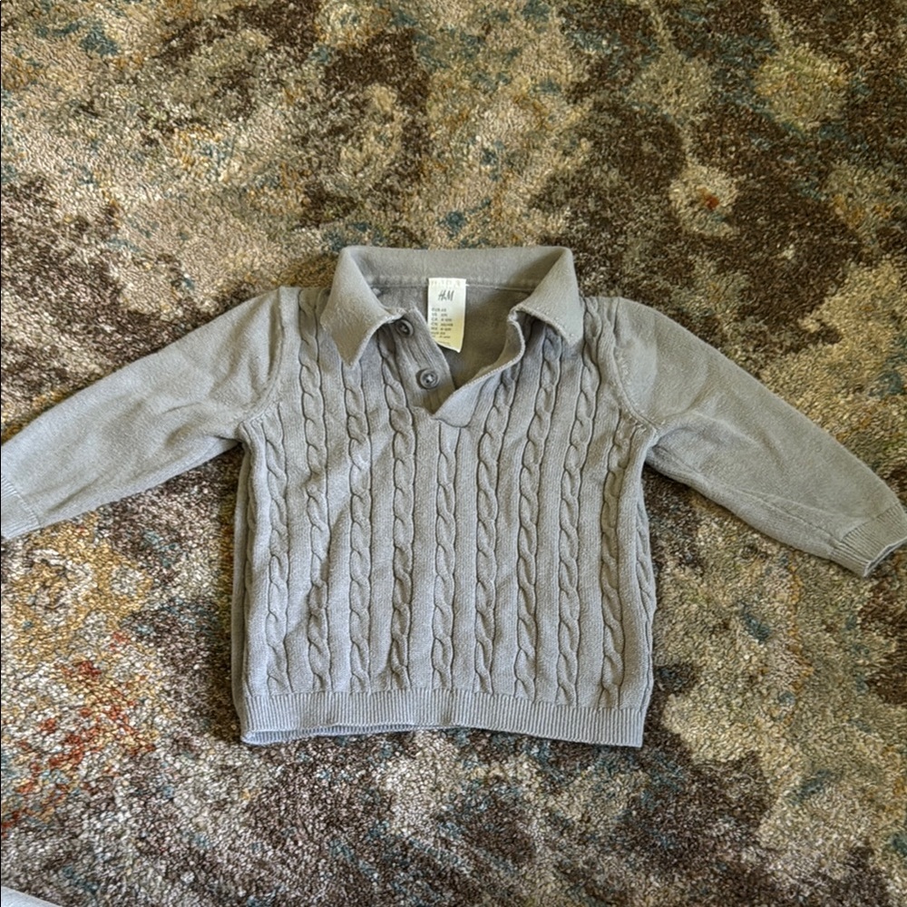 H&M Gray Cable Knit Baby Sweater